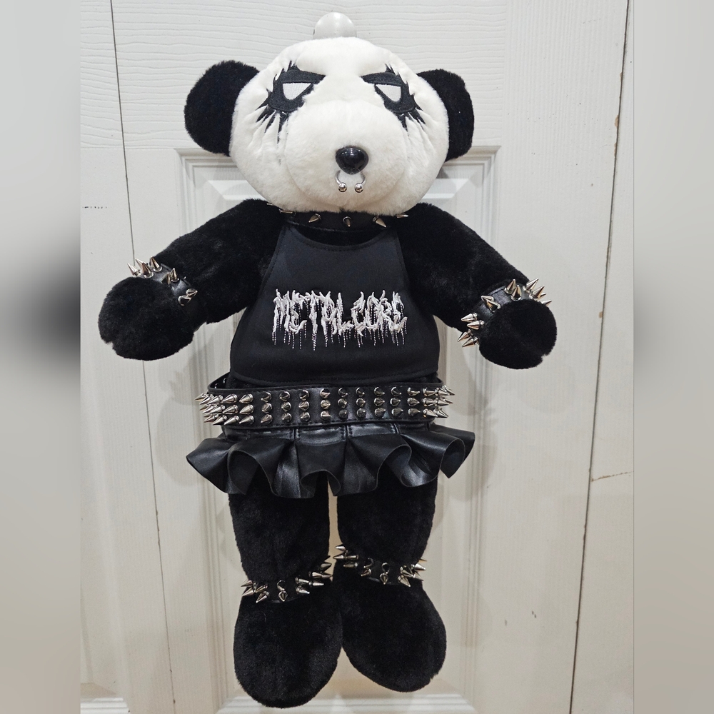 ~SOLD~Goth Dolls Kill Tormented Teddy Metalcore Spiked Bear Backpack Purse Bag - Picture 2 of 9